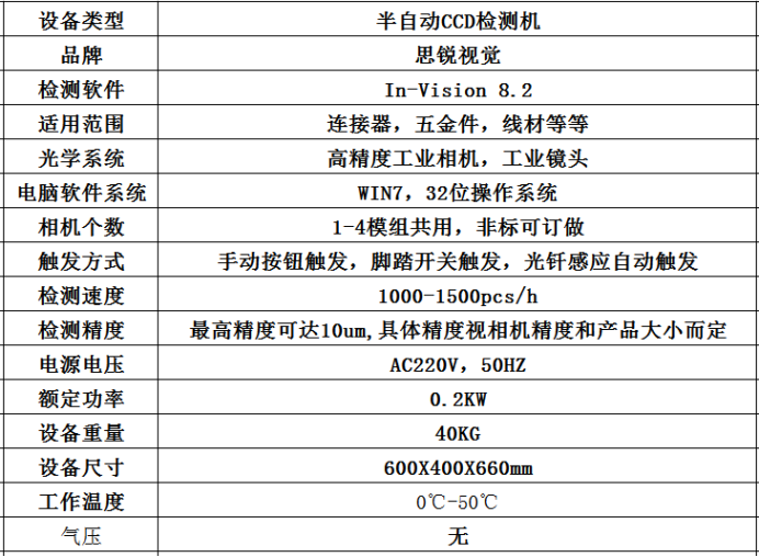 半自動CCD視覺檢測設備